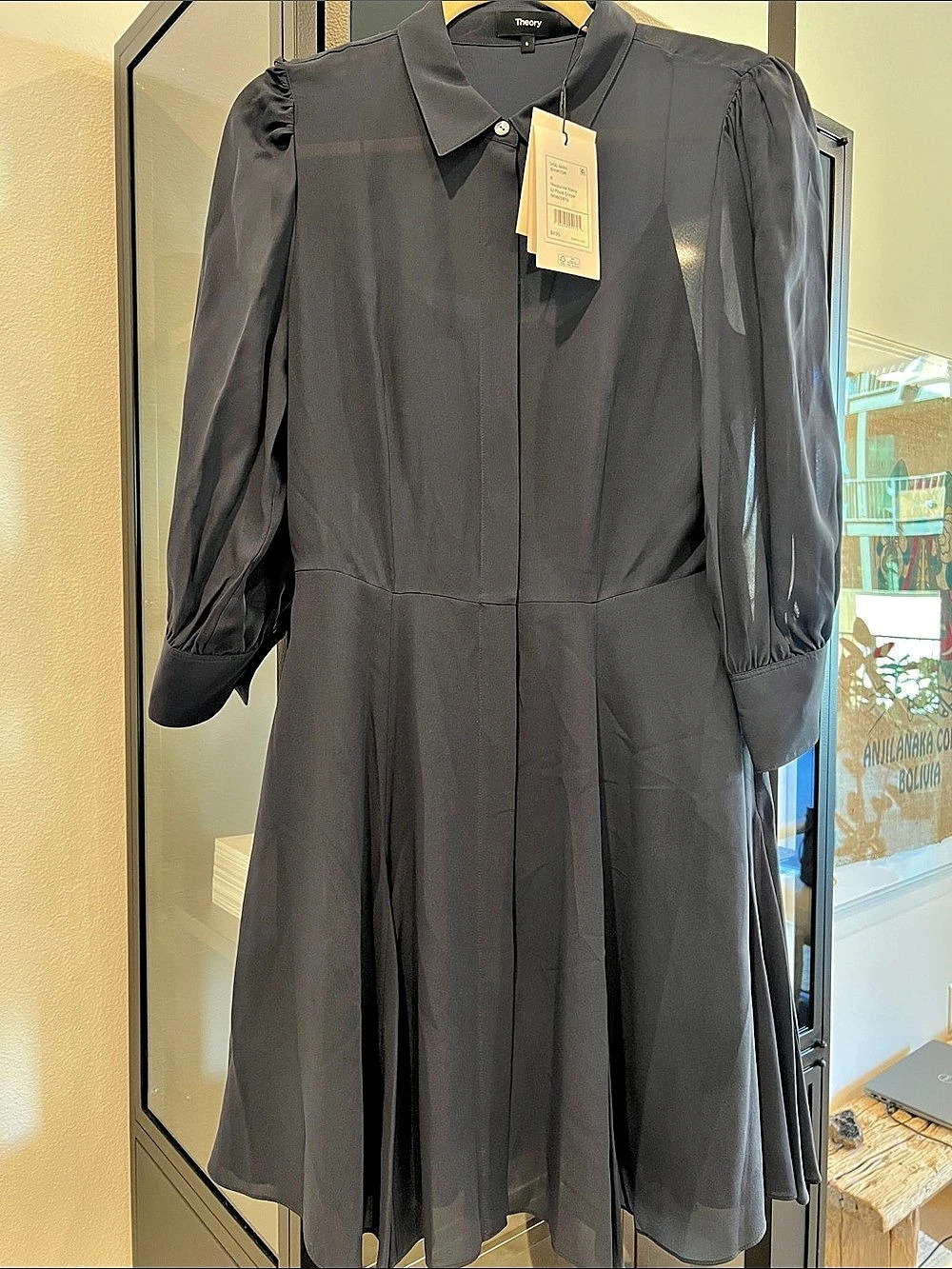Theory Vol Mini Shirtdr Shirt Dress in Navy Size 6 NWT